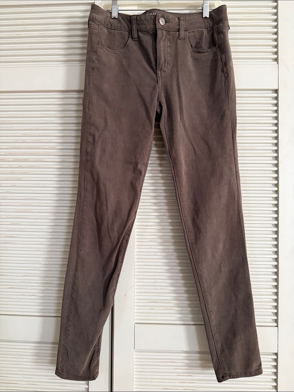 American Eagle Outfitters AEO Sateen X4 Skinny Jeans Jegging — Brown Long